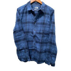 The North Face Mens Plaid Blue Long Sleeve Flannel Shirt Medium